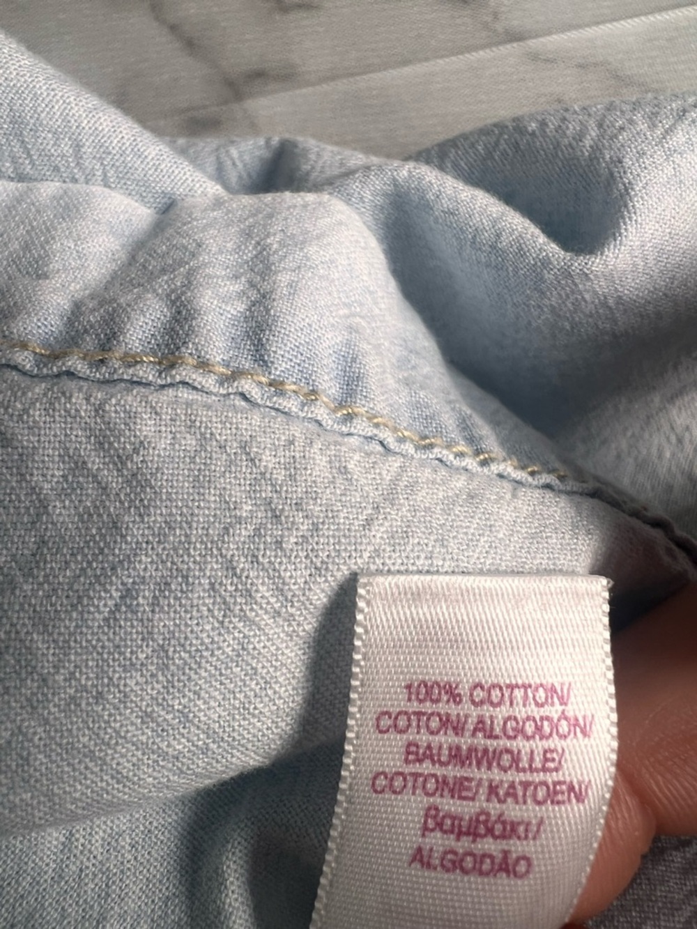 Light Chambray Blue V Neck Blouse Top M 100% Cotton Velvet by Graham & Spencer - Picture 7 of 11
